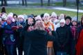 Choirs gathered around the Ernesaks statue at the Song Festival Grounds to sing in honour of the maestro's 110th birthday. 12 December 2018.