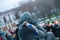 Choirs gathered around the Ernesaks statue at the Song Festival Grounds to sing in honour of the maestro's 110th birthday. 12 December 2018.