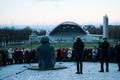 Choirs gathered around the Ernesaks statue at the Song Festival Grounds to sing in honour of the maestro's 110th birthday. 12 December 2018.