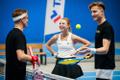Pro-celebrity game featuring Anett Kontaveit, Mart Poom, Karl-Erik Taukar and Tõnis Niinemets, as part of Saturday evening's Eesti Laul coverage. Author: Siim Lõvi /ERR