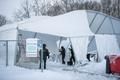 Coronavirus testing center tent at Tallinn's Song Festival Grounds collapses after heavy snowfall.