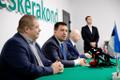 From left, Erki Savisaar, Jüri Ratas and Tõnis Mölder at Wednesday's press conference.