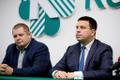 Erki Savisaar and Jüri Ratas Wednesday's press conference.