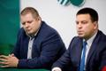 Erki Savisaar and Jüri Ratas Wednesday's press conference.