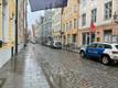 People gathering around the Russian Embassy in Tallinn on polling day.