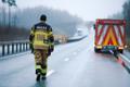 LNG leaking from truck after accident on Pärnu highway on December 27, 2024.