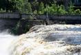 Narva River and its rapids, after a lock gate on the Russian side of the border was opened for the second time this month.