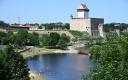 Narva River and its rapids, after a lock gate on the Russian side of the border was opened for the second time this month.