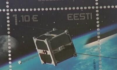 Eesti satelliidile pühendatud postmark.