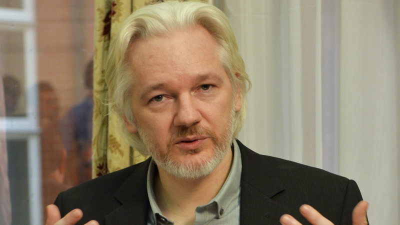 Джулиан Ассанж на пресс-конференции в посольстве Эквадора в августе 2014 г.
