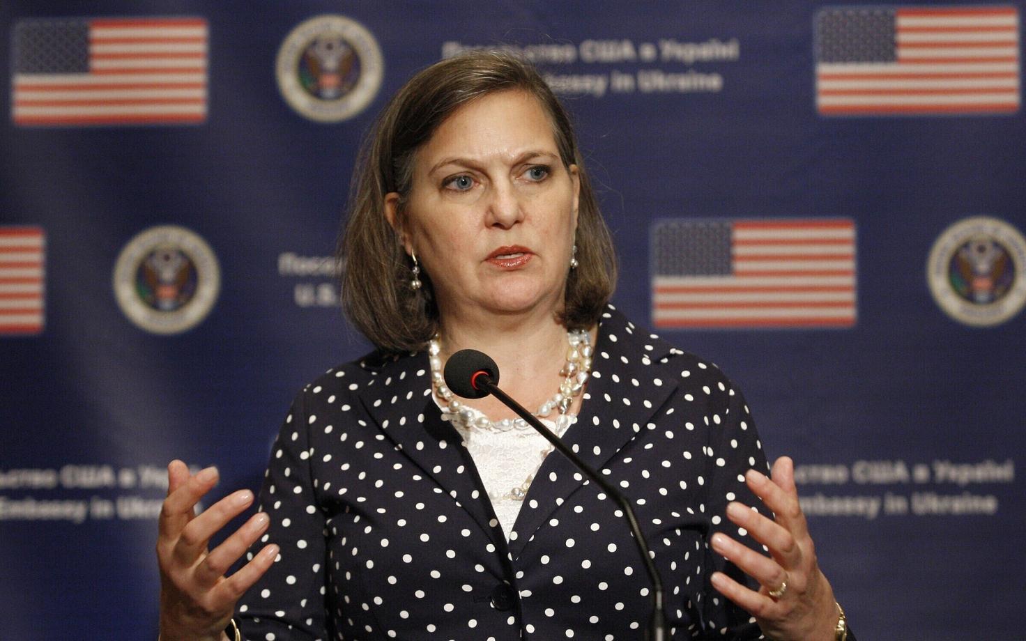 USA asevälisminister Victoria Nuland Kiievis pressikonverentsil.