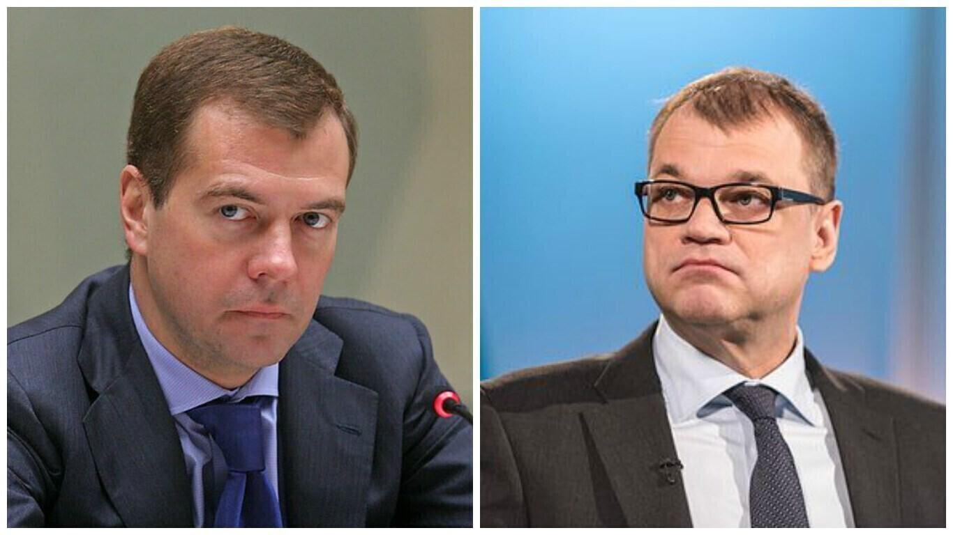 Премьер-министры России и Финляндии Дмитрий Медведев и Юха Сипиля.