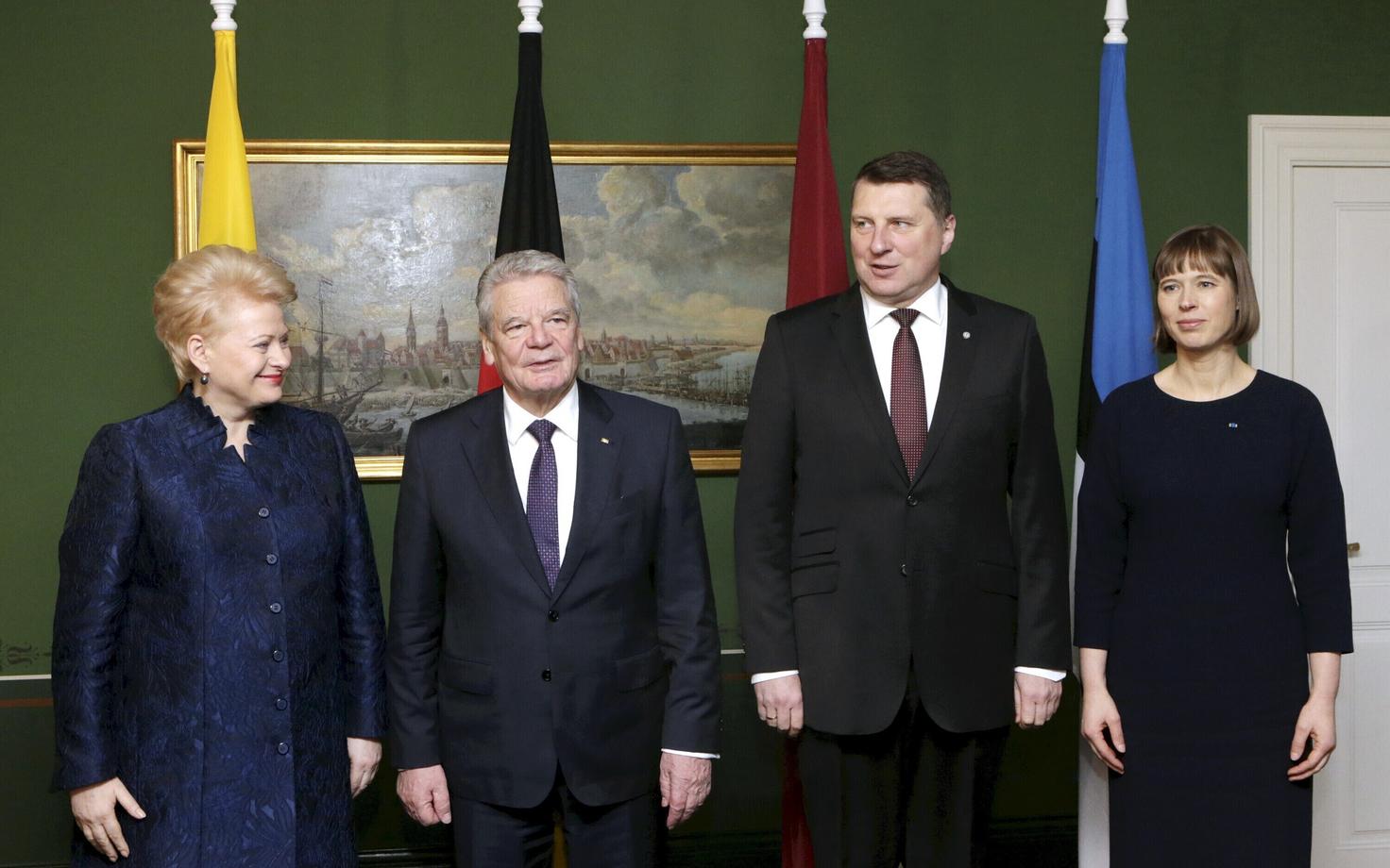 The Presidents of Lithuania, Germany, Latvia and Estonia at a meeting in Riga. Feb. 9, 2017.