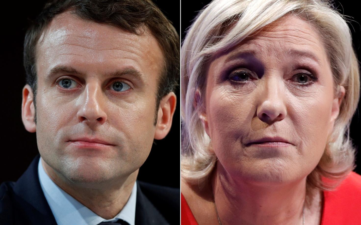 Эмманюэль Макрон и Марин Ле Пен.