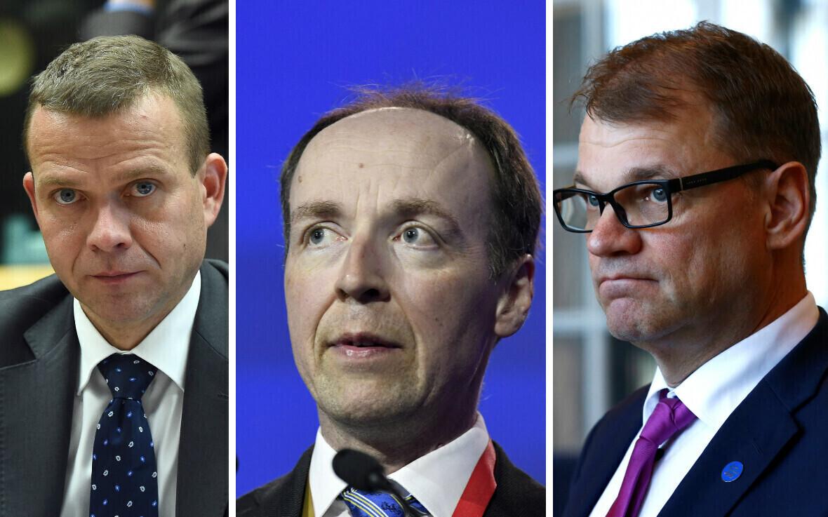 Vasakult: Petteri Orpo, Jussi Halla-aho ja Juha Sipilä.