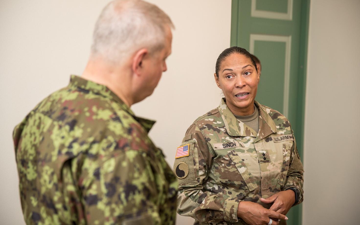 Commander of the Maryland Army National Guard Maj. Gen. Linda Singh met with members of the Estonian Defence Forces on Monday. Aug. 7, 2017.