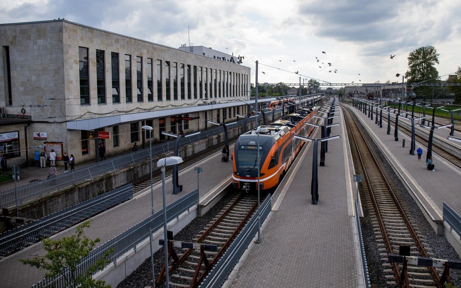 Elron trains at Tallinn's Baltic Station.