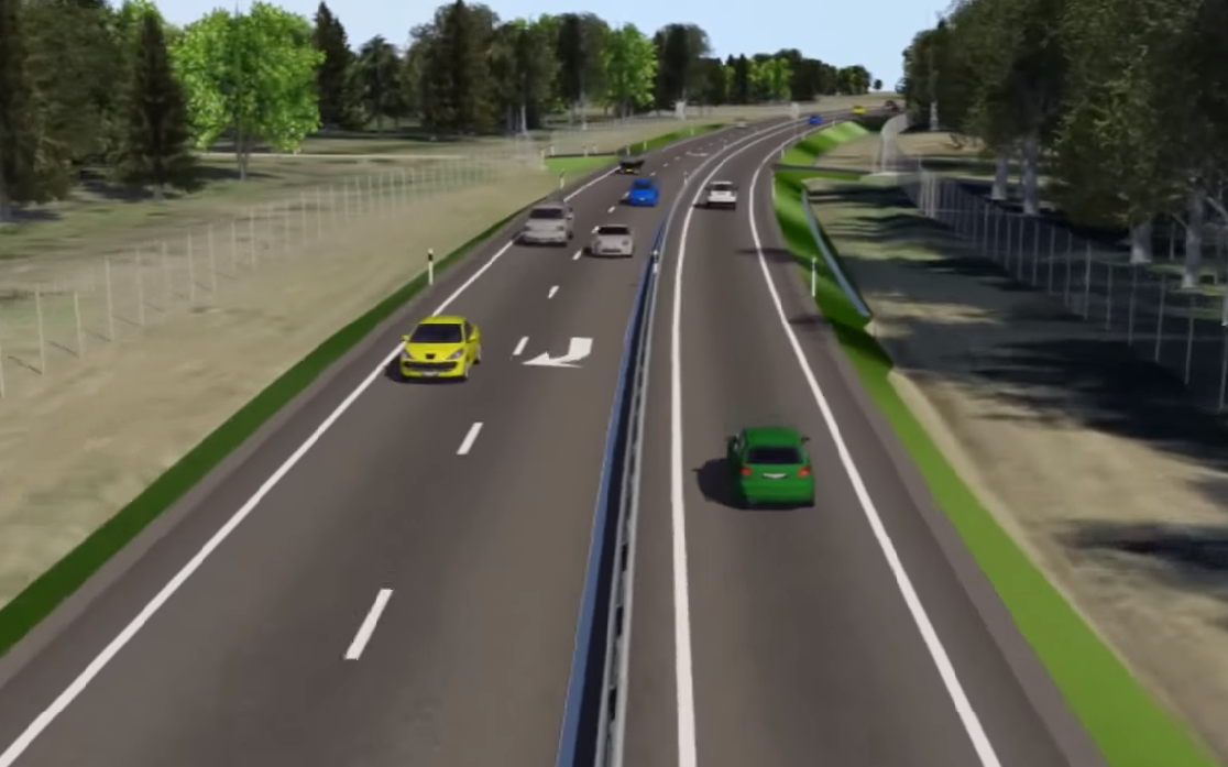 Mockup of the newly opened 2+1 lane passing zone on Tallinn-Tartu Highway.