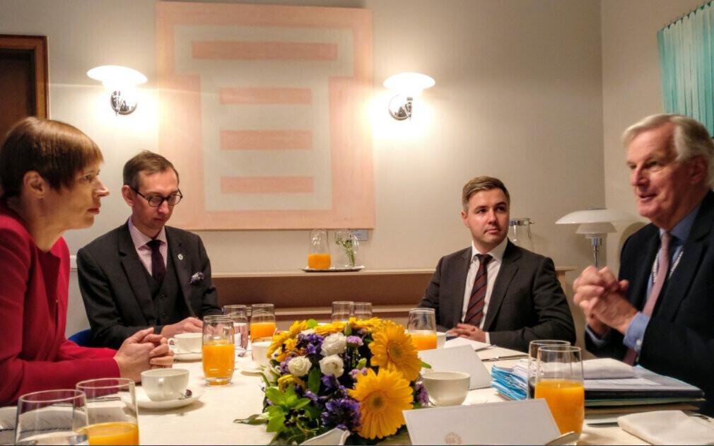 President Kersti Kaljulaid met with European Chief Negotiator for Brexit Michel Barnier in Tallinn on Monday. Nov. 27, 2017.