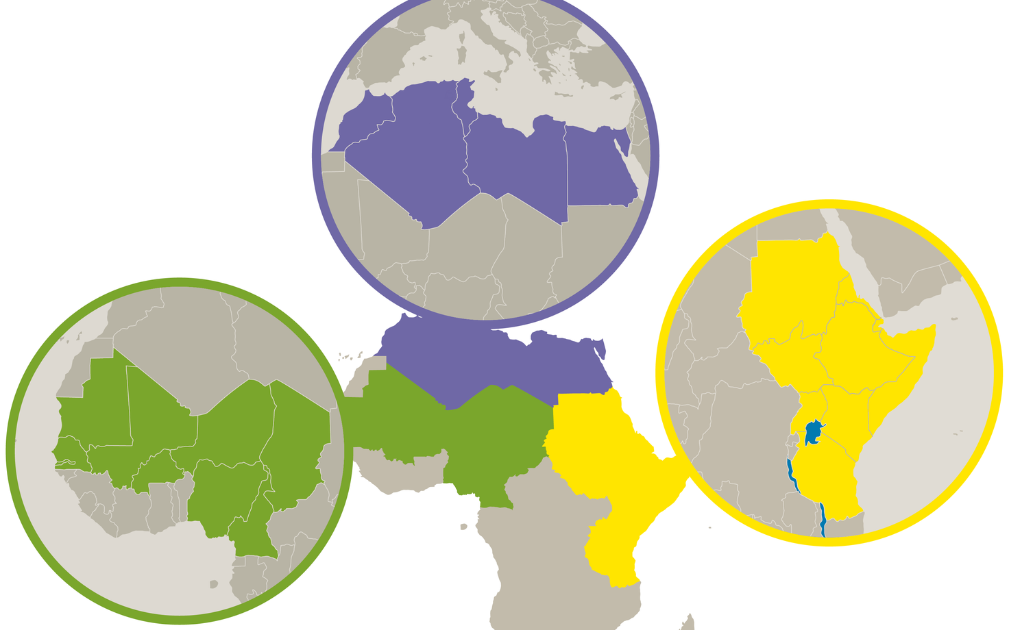Blind map of the EU Emergency Trust Fund for Africa as of 2015.