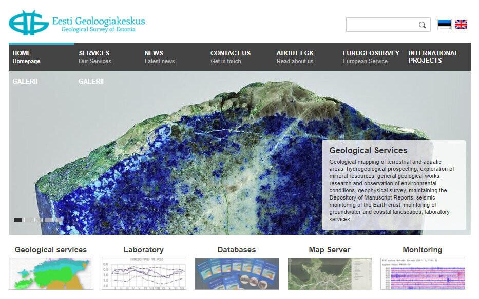 Homepage of the Geological Survey of Estonia (EGK).