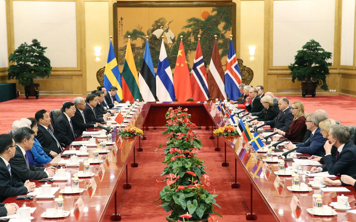 Hiina parlamendi täitevkomitee juht Zhang Deijiang kohtus Pekingis Põhja- ja Baltimaade parlamentide spiikritega.