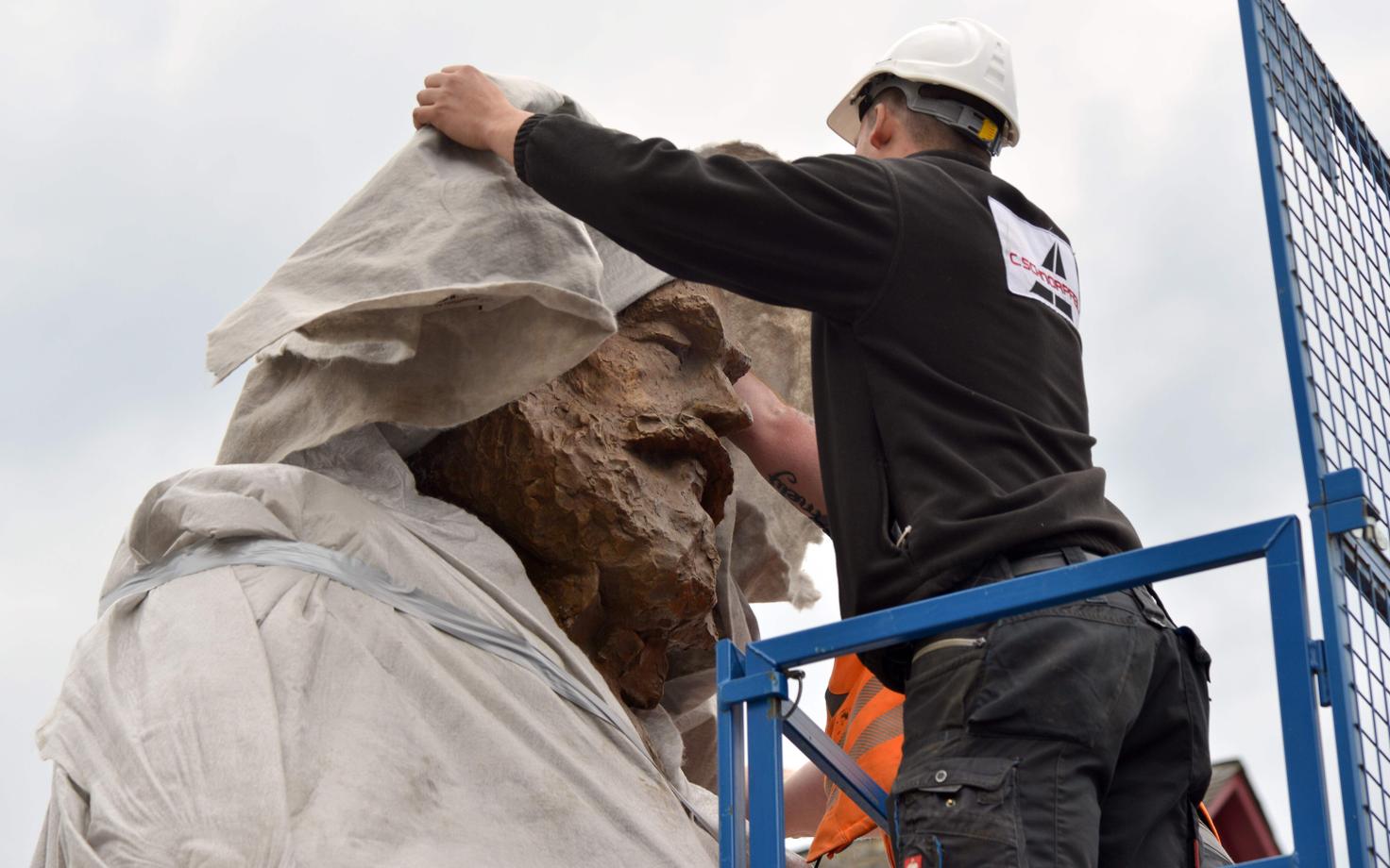 Unveiling a new statue of Karl Marx in Trier, Germany, on May 4, 2018.