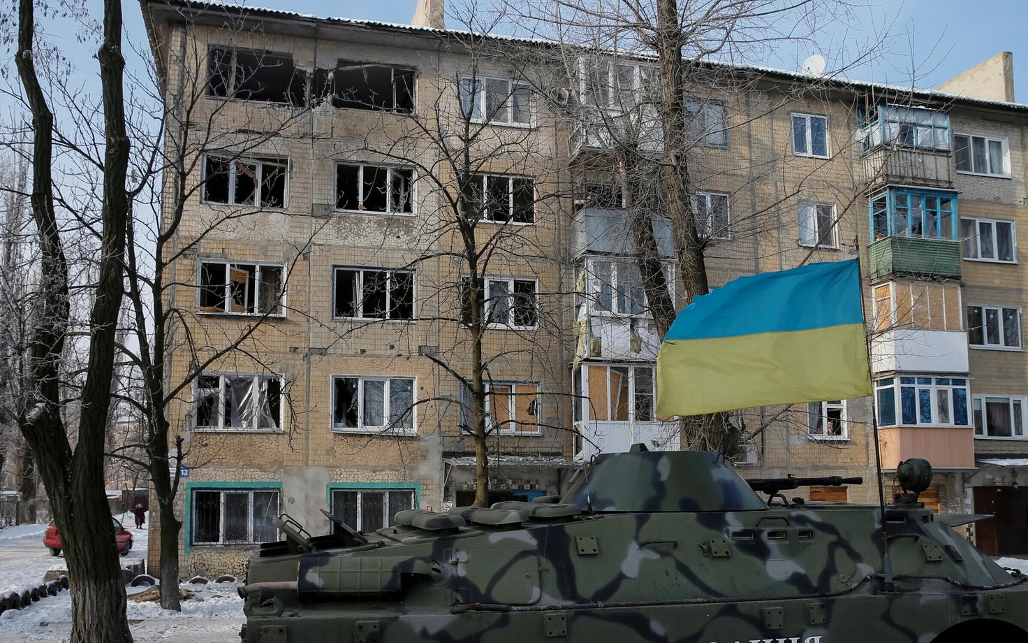 Rindejoone lähistel asuv Avdijivka linn 2017. aasta veebruaris.