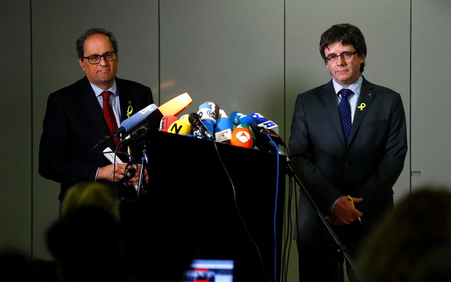 Quim Torra ja Carles Puigdemont 15. mail Berliinis.