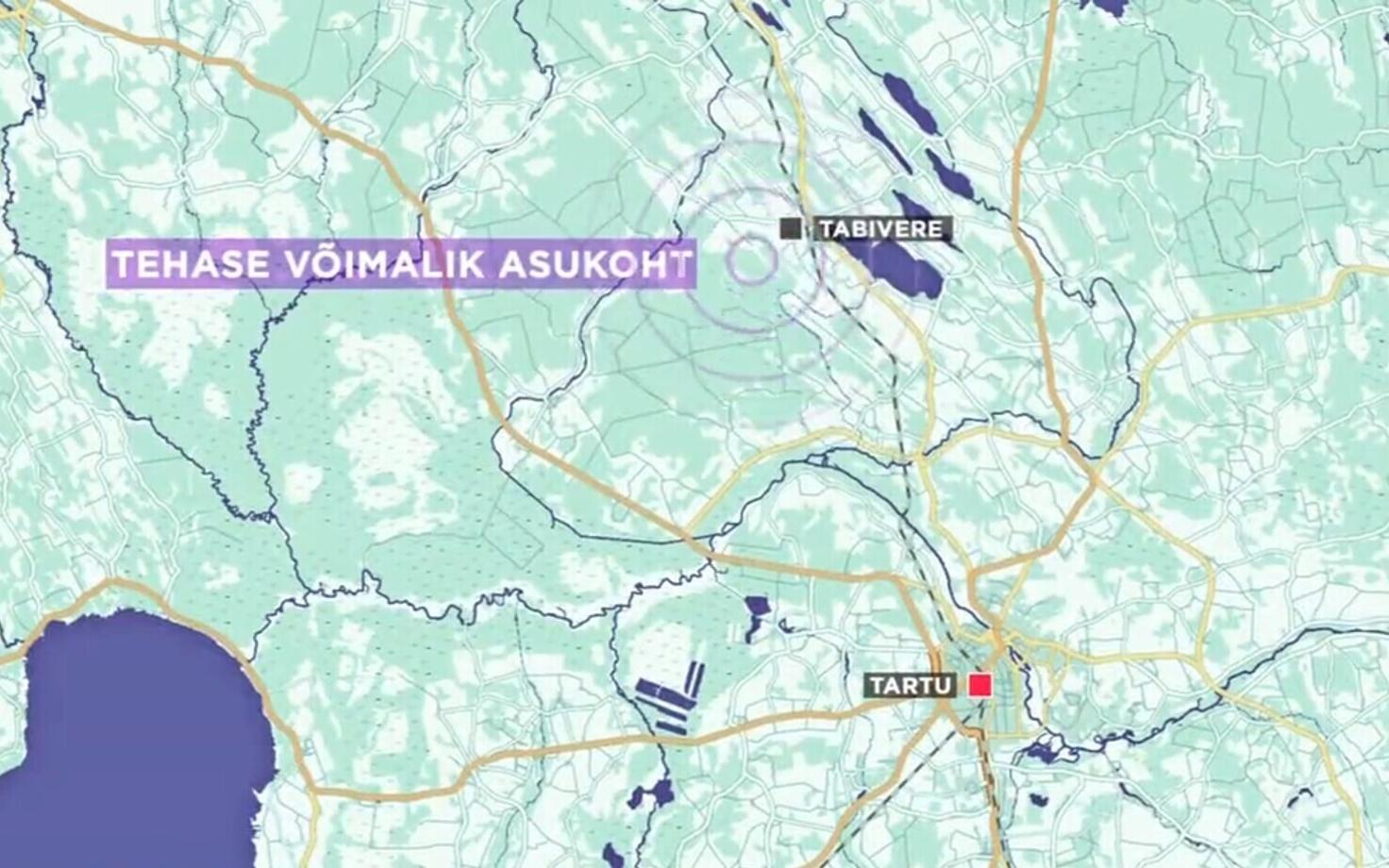 Map indicating the proposed location for Est-For Invest's pulp mill.