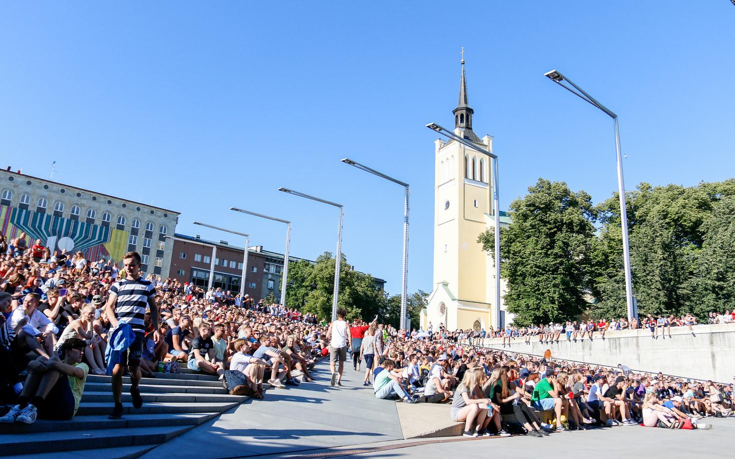 Просмотр финал ЧМ на площади Вабадузе, 2018 год.
