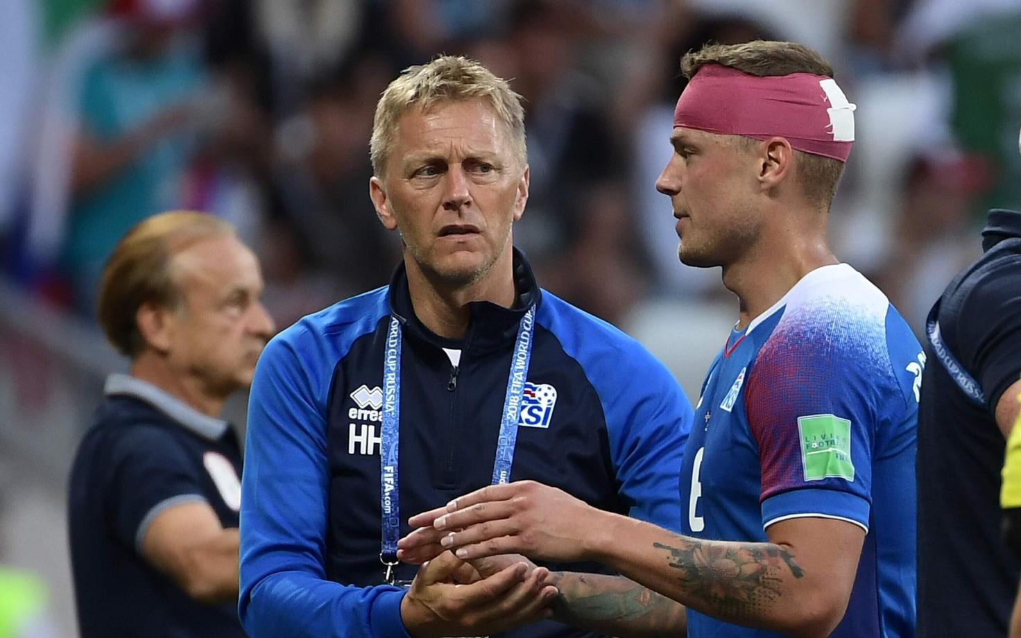 Хеймир Хадльгримссон и Рагнар Сигурдссон на ЧМ-2018 в Москве.