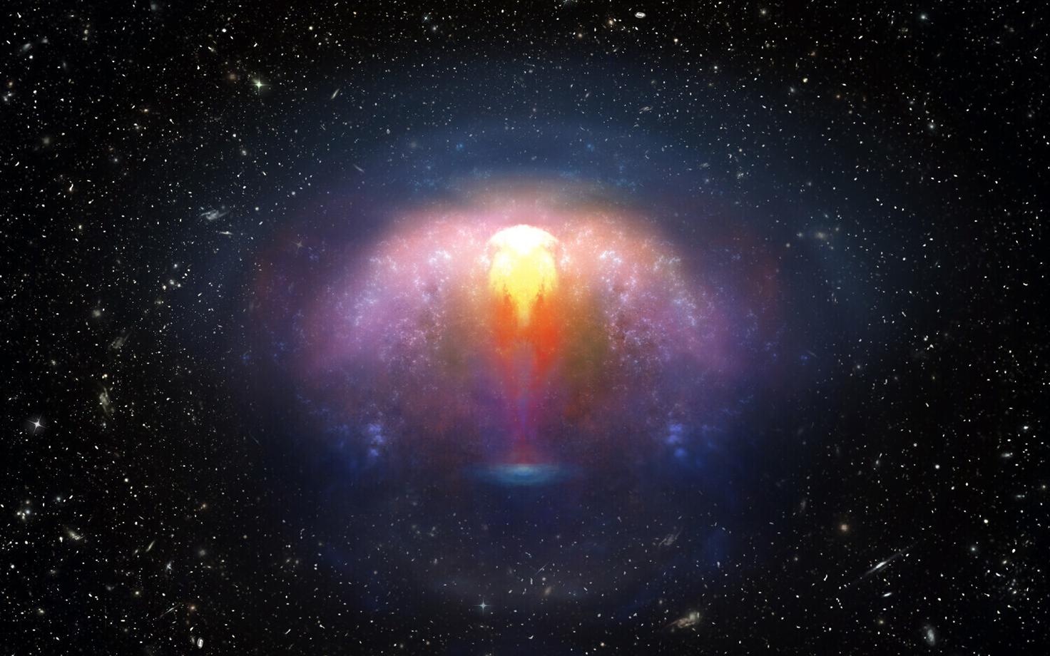 Gravitatsioonilainete allikas GW170817 kunstniku nägemuses.