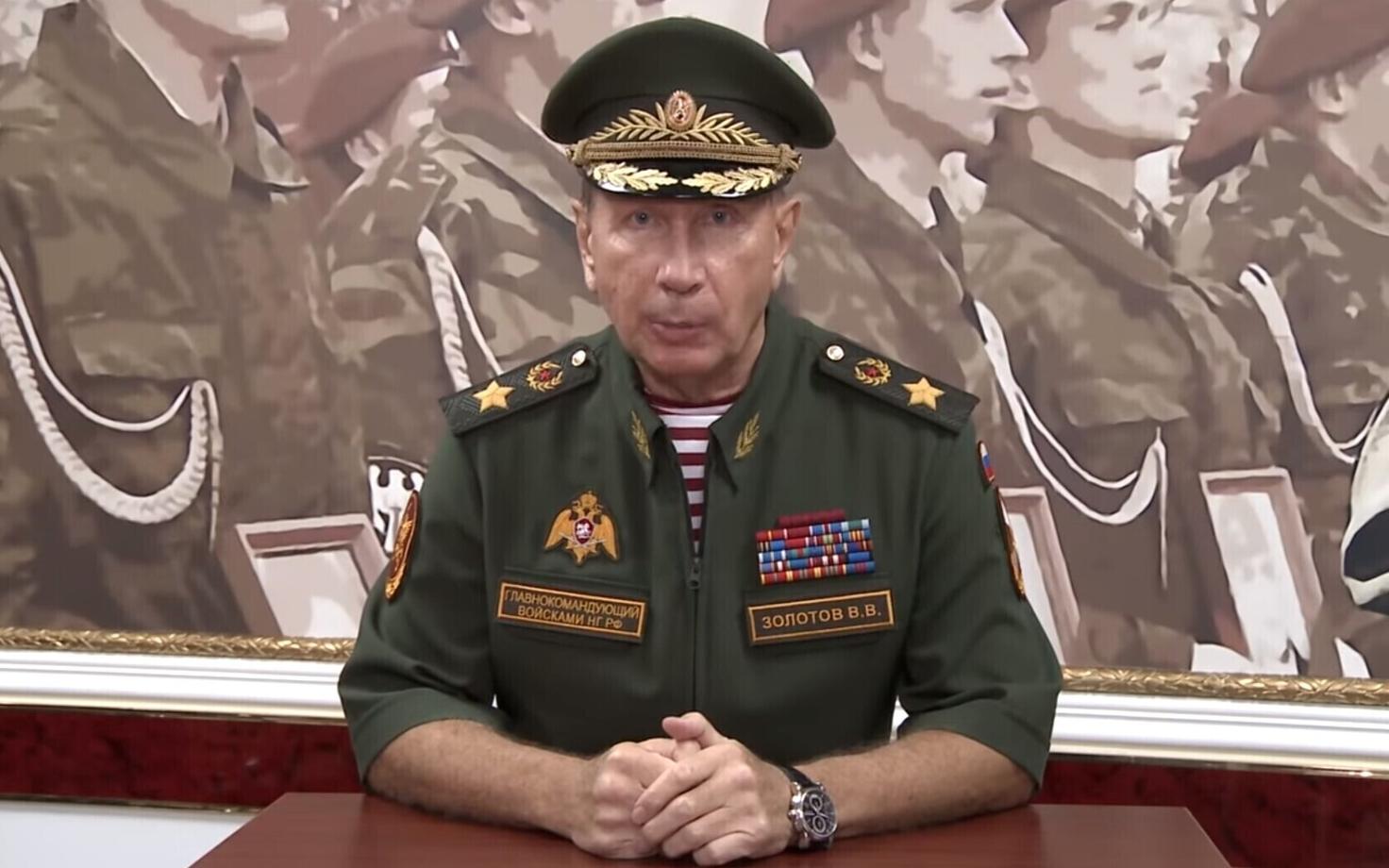 Vene rahvuskaardi üle Viktor Zolotov opositsioonipoliitik Aleksei Navalnõid duellile kutsumas.