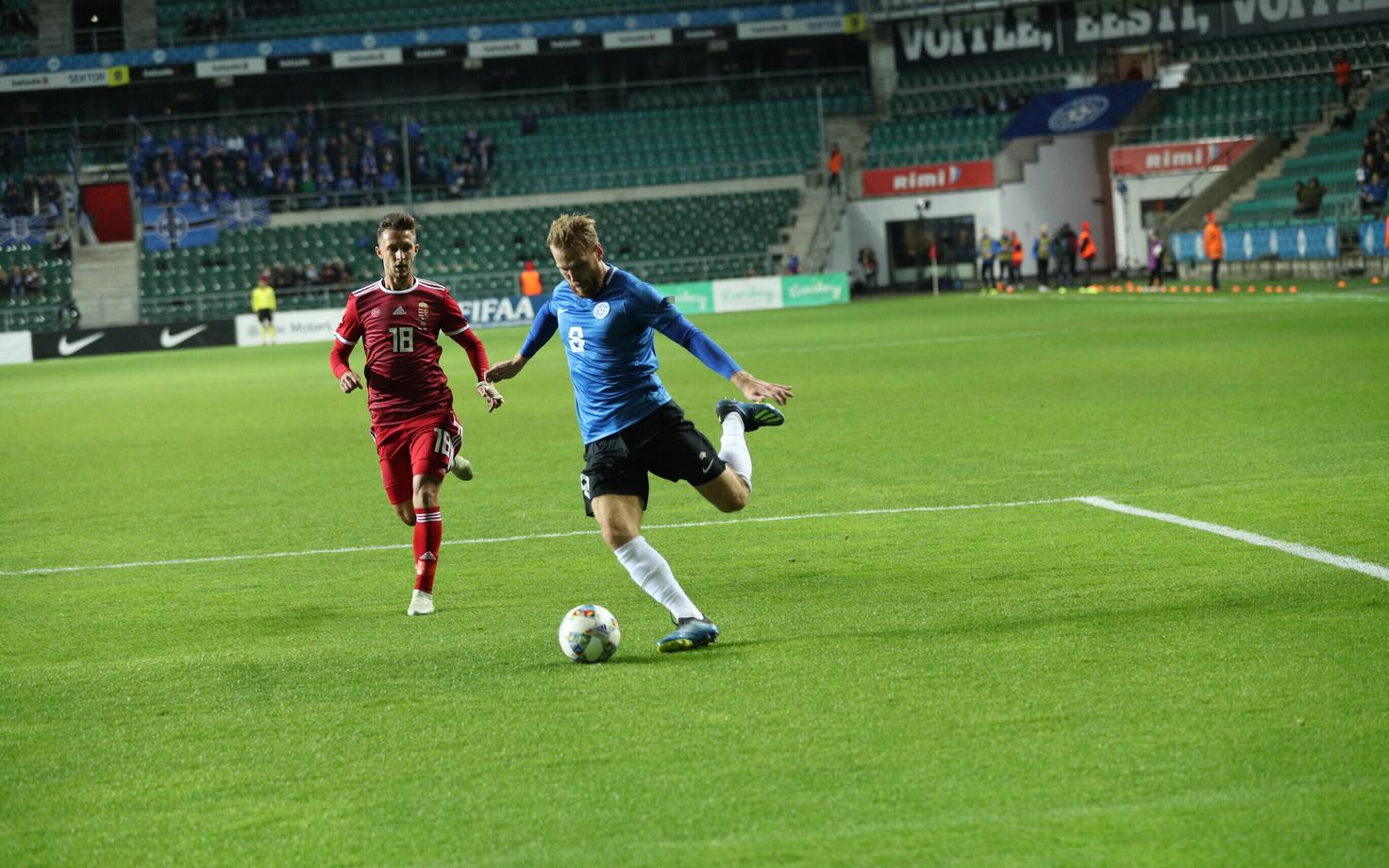 Henri Anier in a Nations League match against Hungary in 2018.