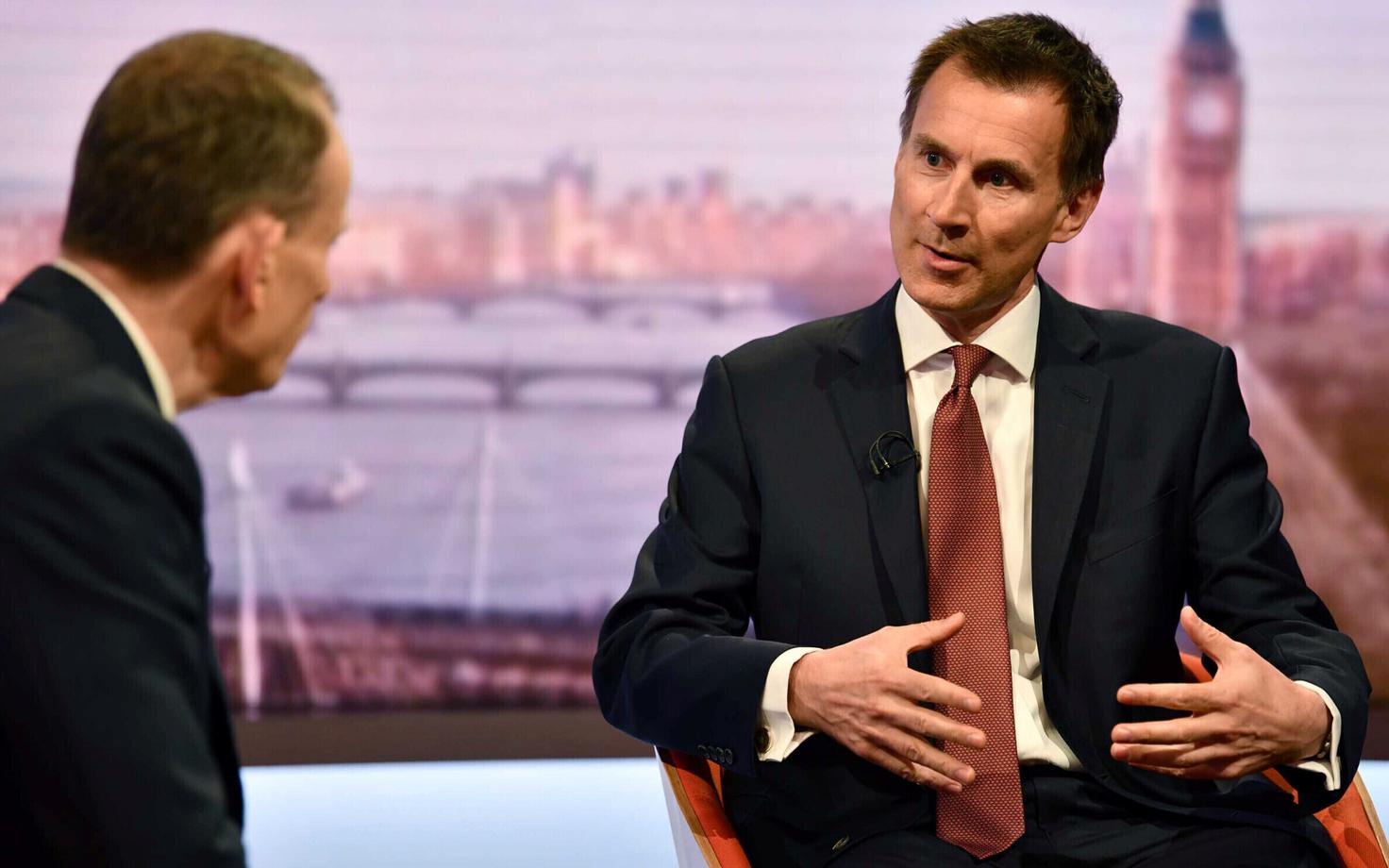 Briti välisminister Jeremy Hunt BBC stuudios.
