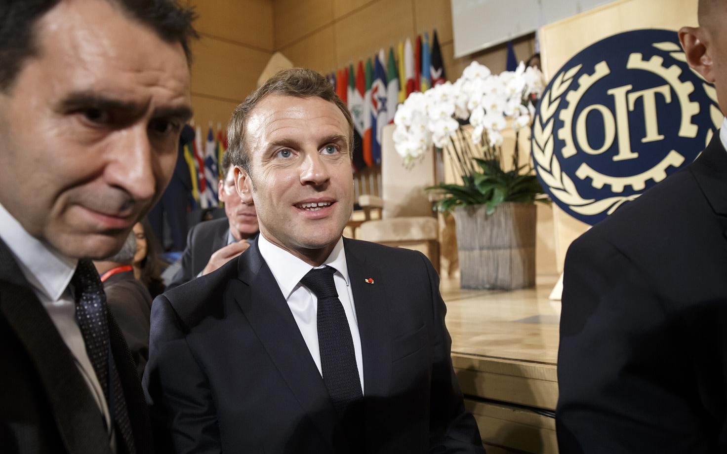 Emmanuel Macron ILO konverentsil.