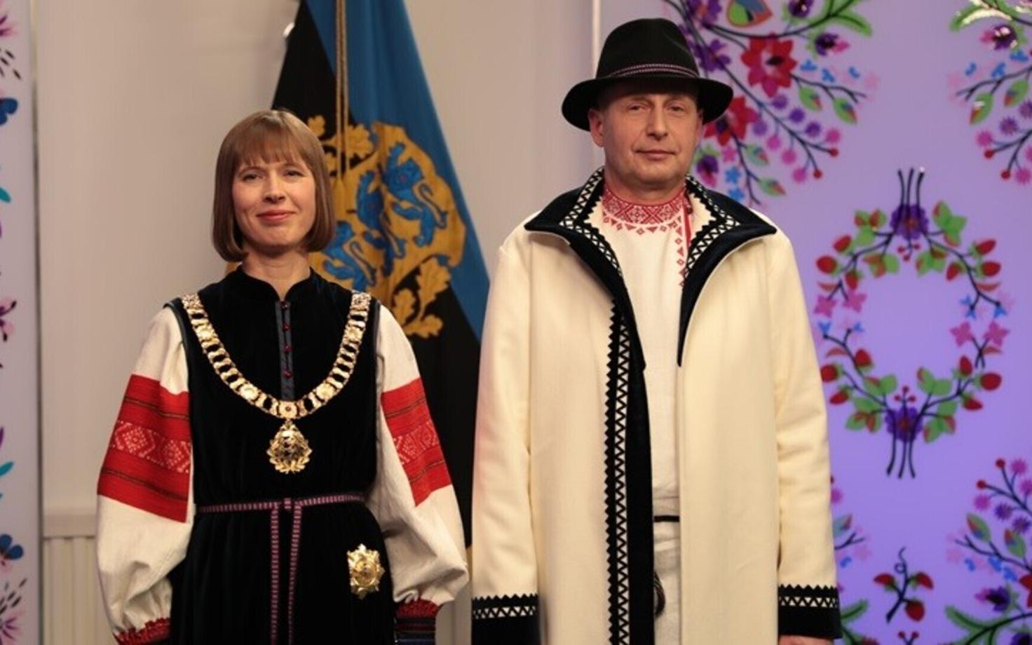 Президент Керсти Кальюлайд с супругом на президентском приеме по случаю Дня республики.