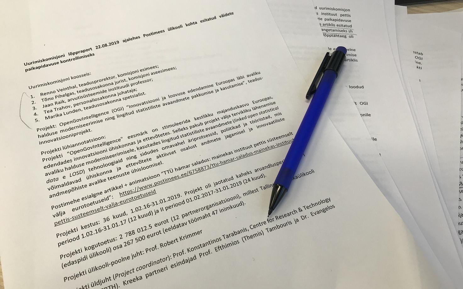 Tehnikaülikooli uurimiskomisjoni raport.