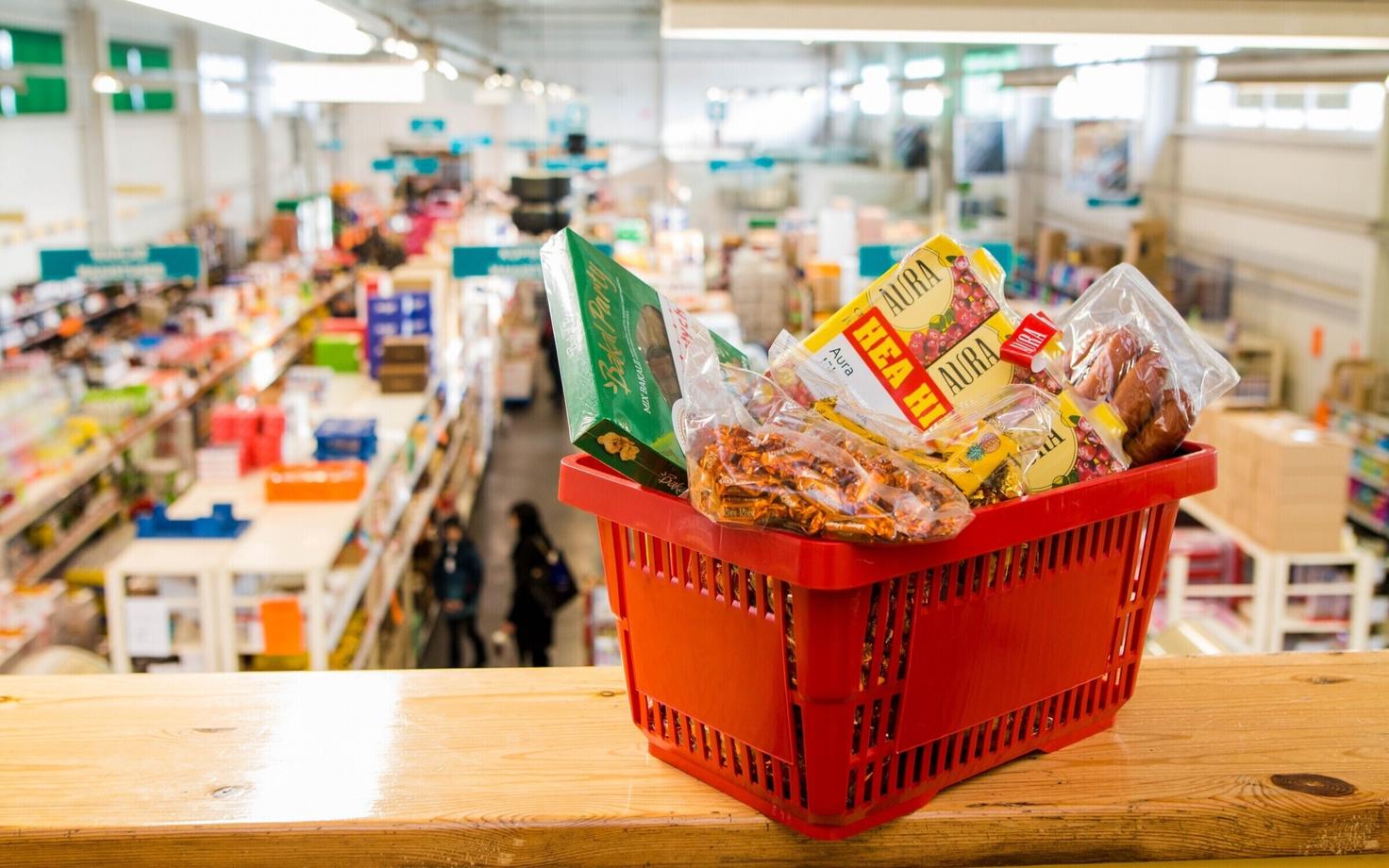 Basket of groceries.