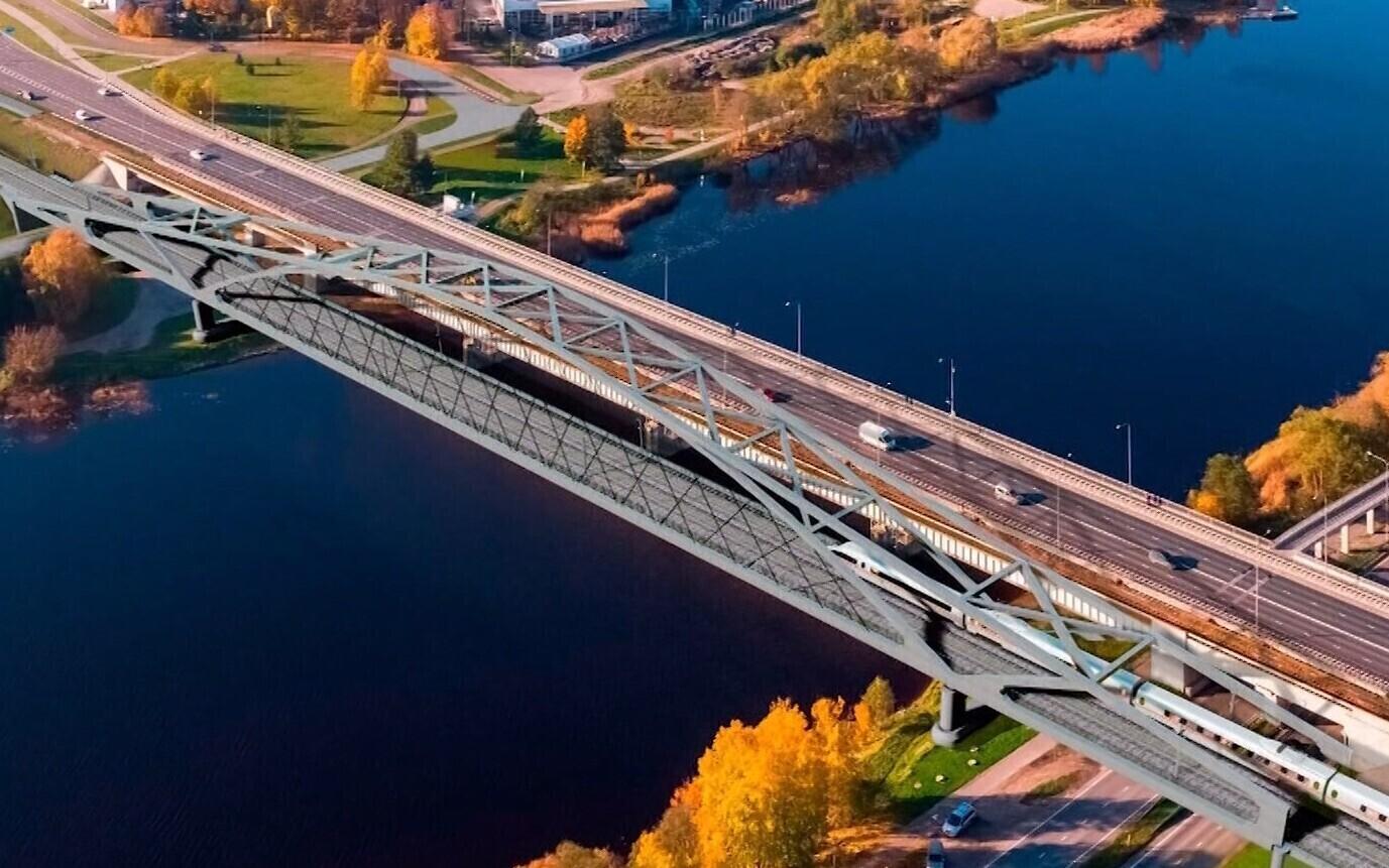 Artist's rendition of a section of Rail Baltic.