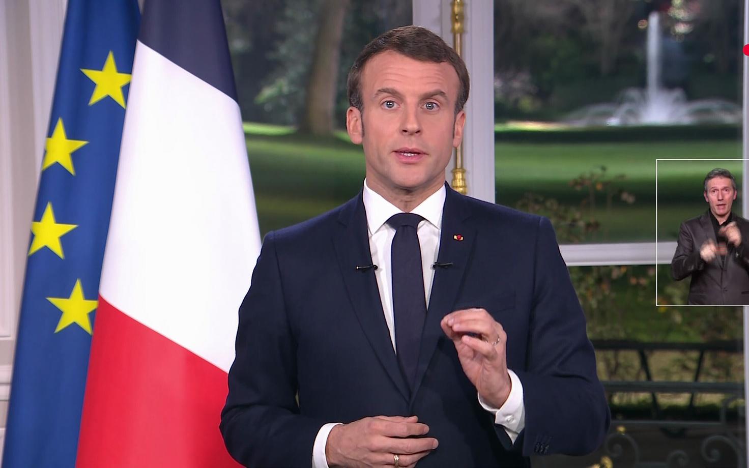 President Emmanuel Macron aastavahetuse telepöördumises.