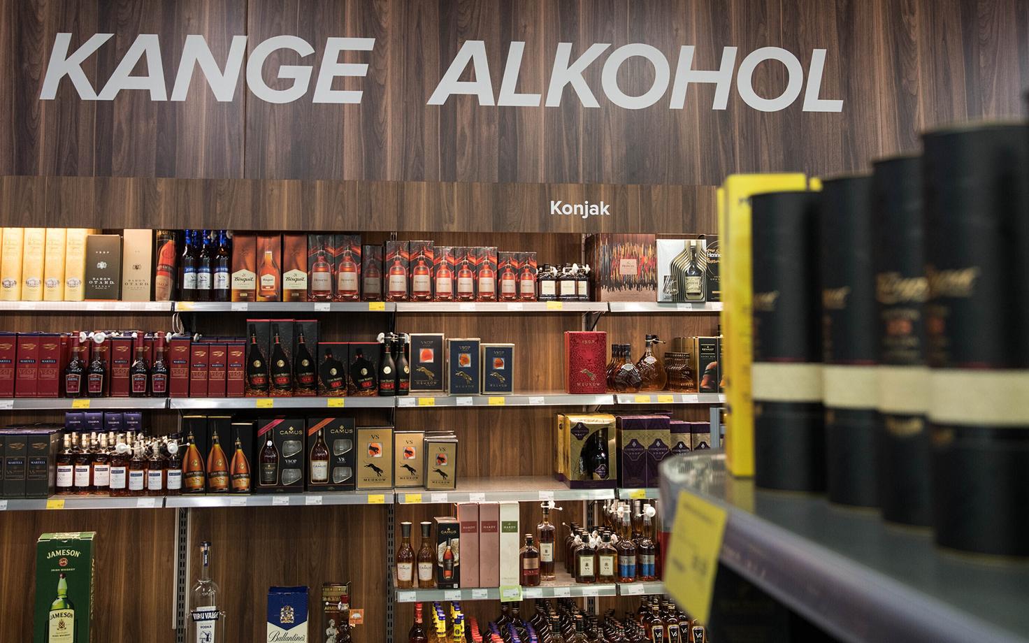 Alcohol on sale in a supermarket.