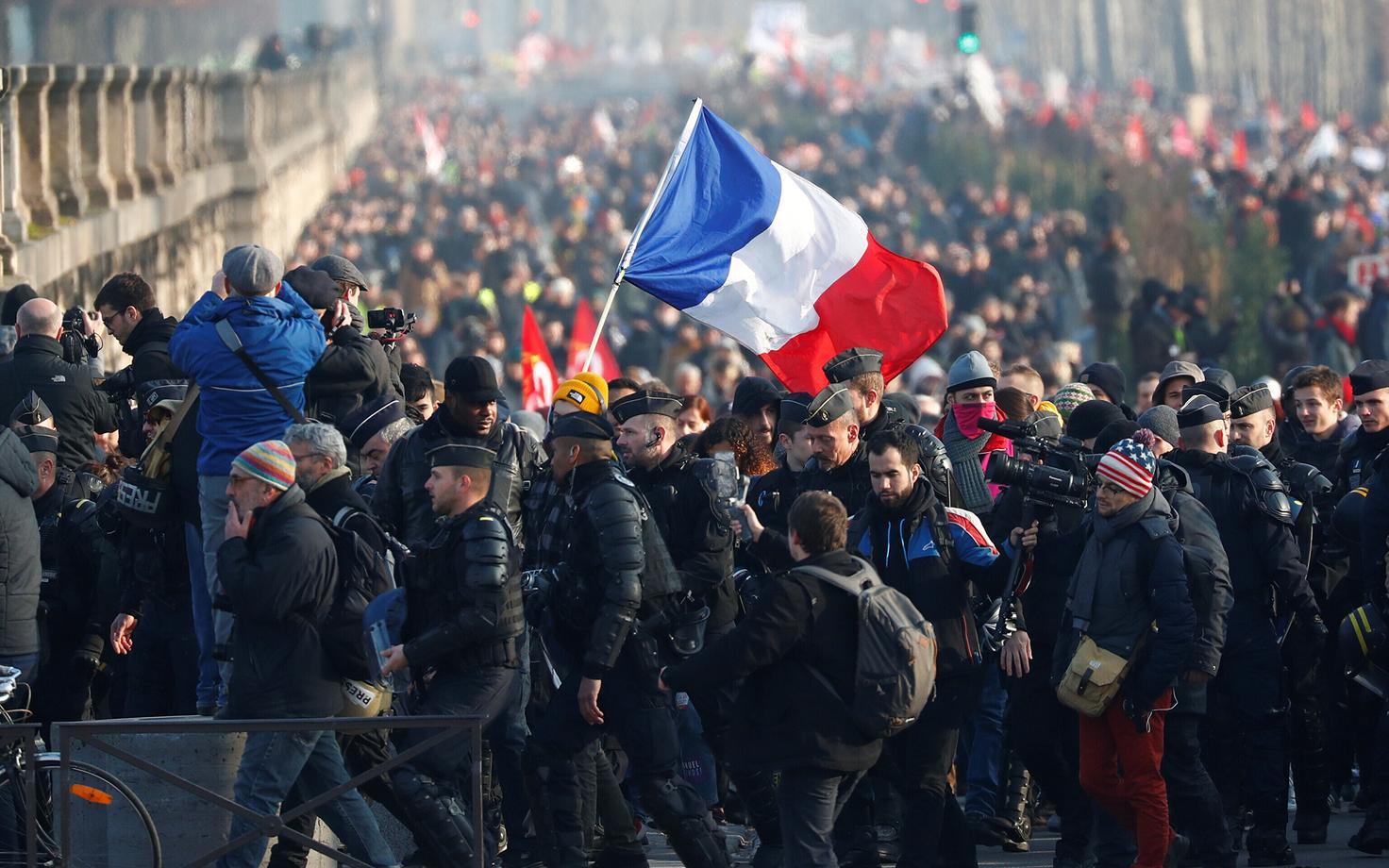 Pensionireformi vastane streik Pariisis.