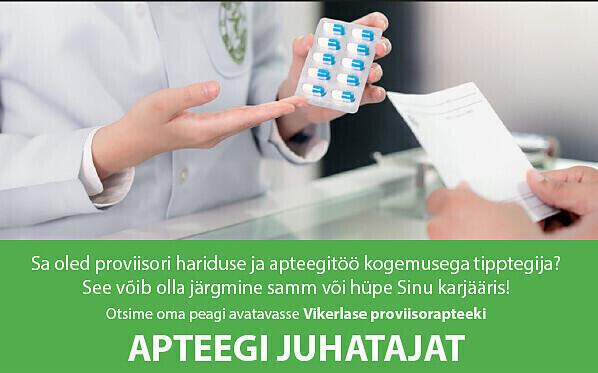 Benu apteegi logodega töökuulutus, mis otsib juhatajat oma proviisorapteeki.