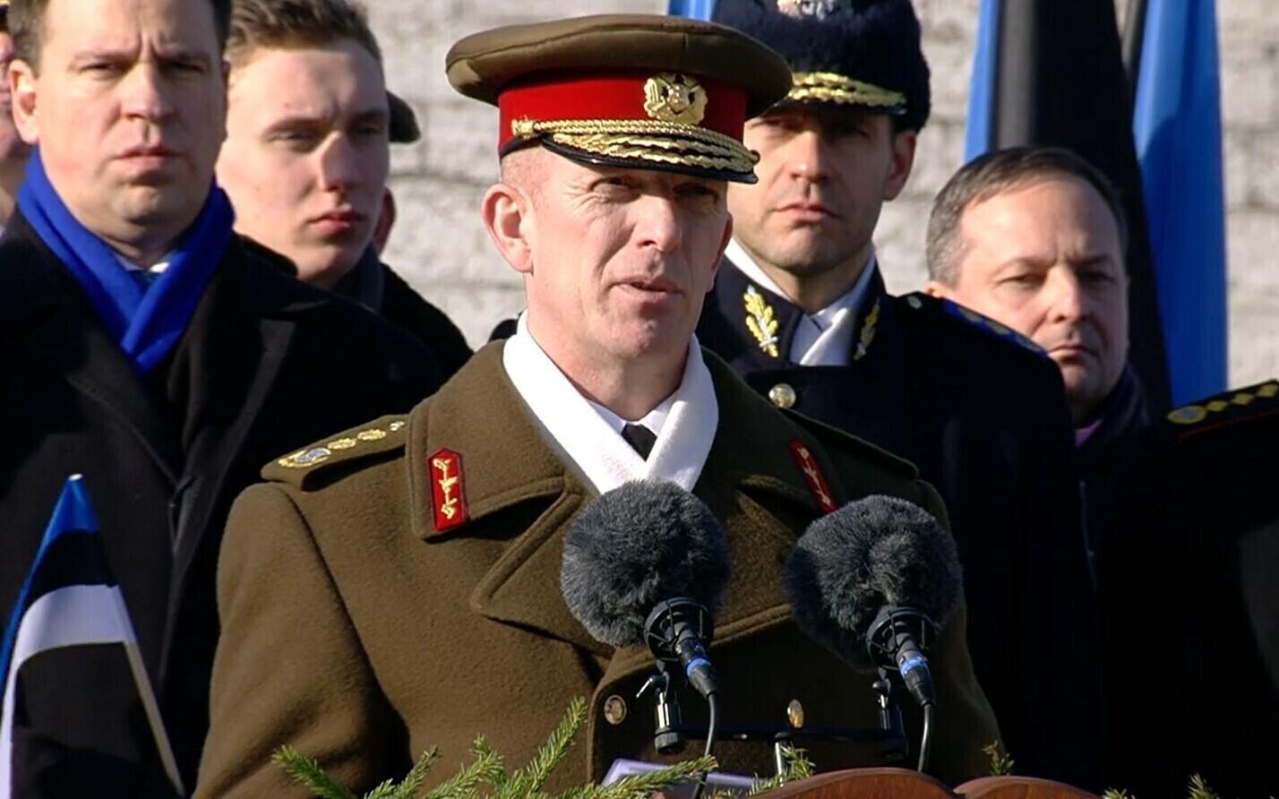 EDF COmmander Maj. Gen. Martin Herem making his speech.