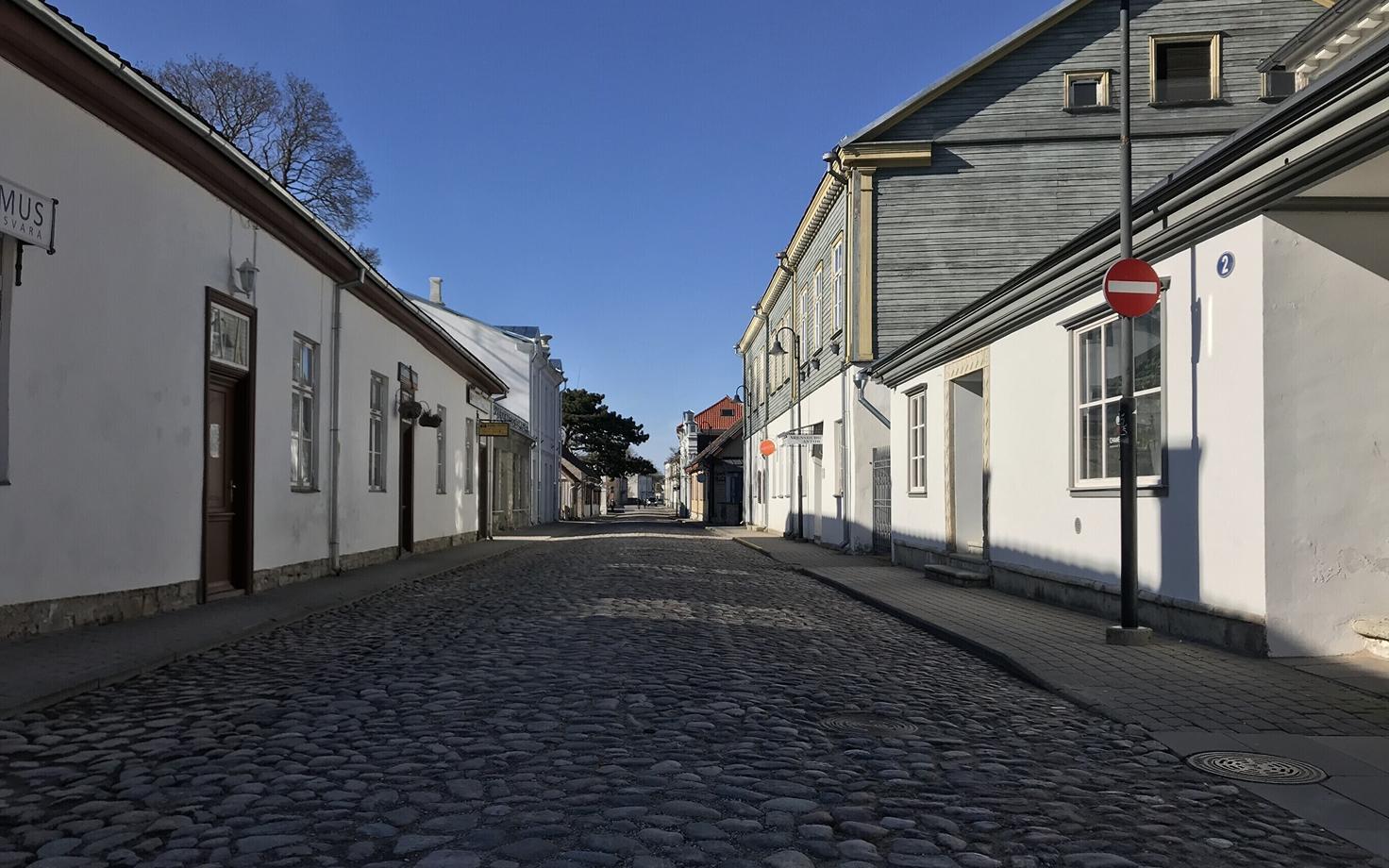 Deserted streets in Saaremaa's capital, Kuressaare, during the coronavirus pandemic.