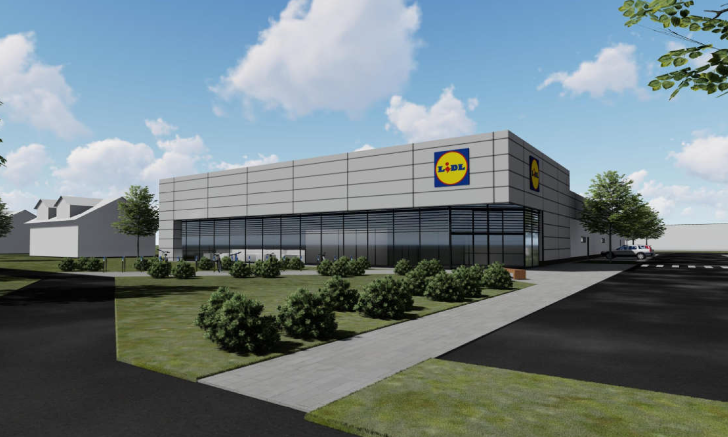 Joonis Lidli kaupluse tulevasest väljanägemisest Pärnus.