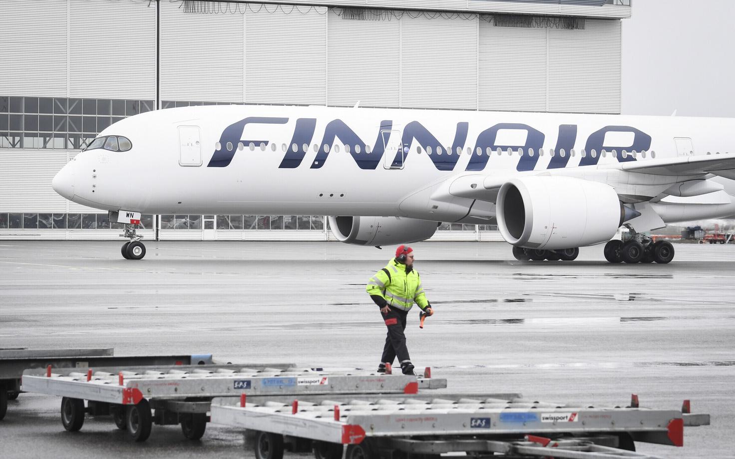 Finnairi lennuk Helsingi lennujaamas.