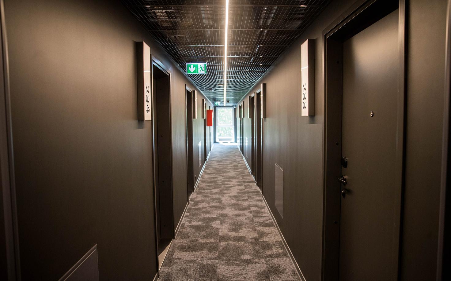 Deserted hotel corridor in Tallinn.